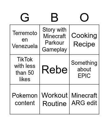 Gabo TikTok Bingo Card