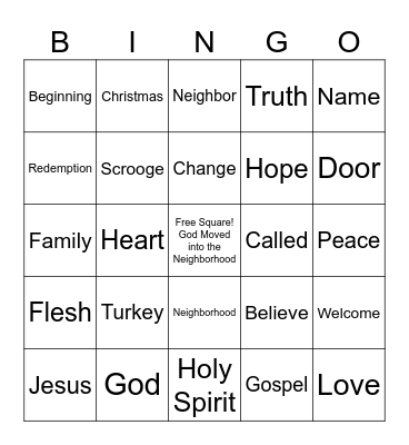 Christmas In July Bingo Card