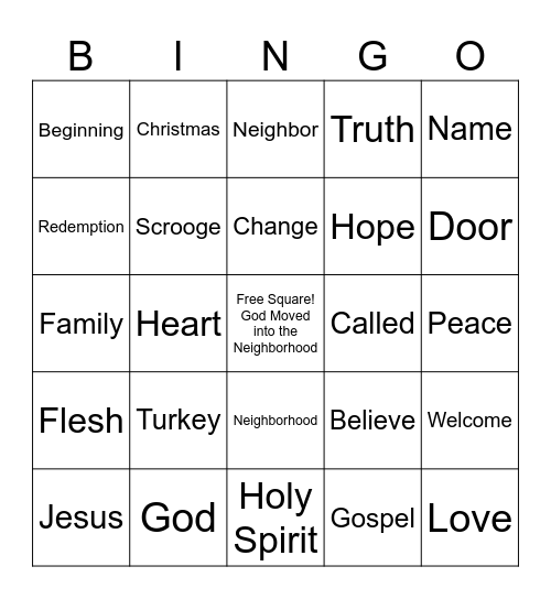 Christmas In July Bingo Card