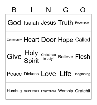 The Word Became Flesh Bingo Card