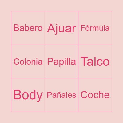 Baby Shower Maite Bingo Card
