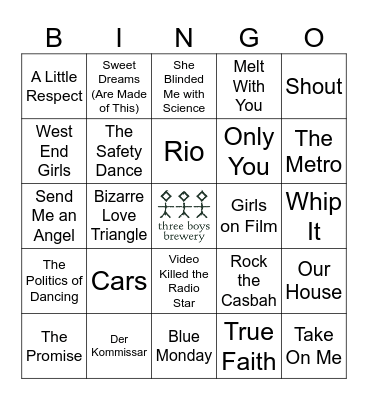 New Wave Bingo Card