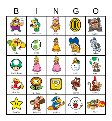 SUPER Mario Bros Bingo Card