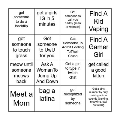 Omegle Bingo Card Bingo Card