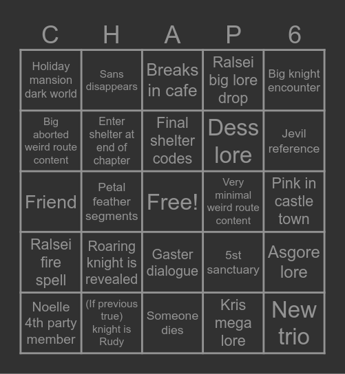 DELTARUNE Bingo Card