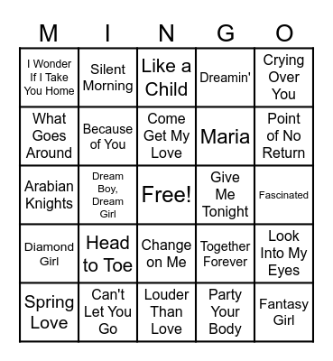 Freestyle Fever Bingo Card