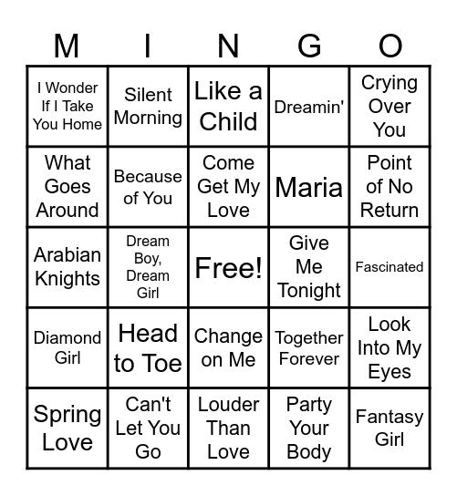 Freestyle Fever Bingo Card