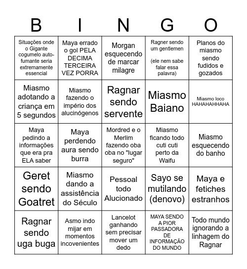 Proxima Session Bingo Card
