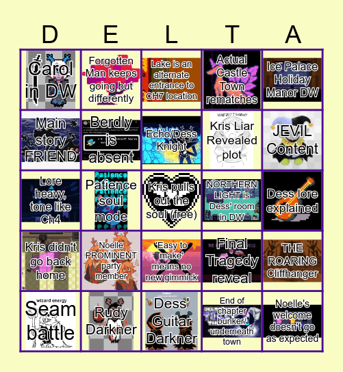 Deltarune Chapter 6 Bingo Card