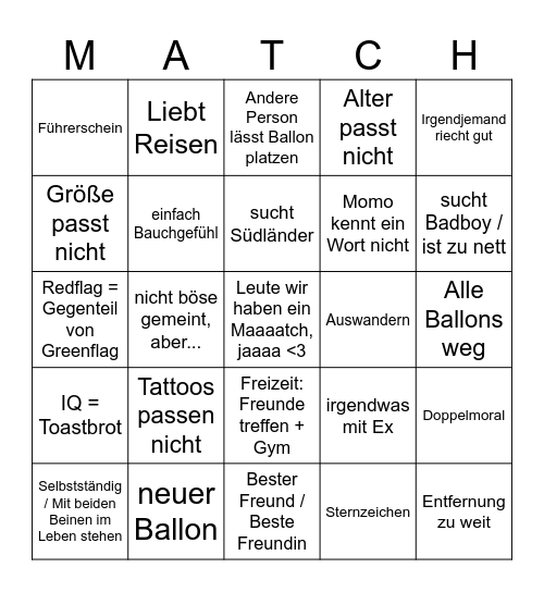 Ballon Date Bingo Card
