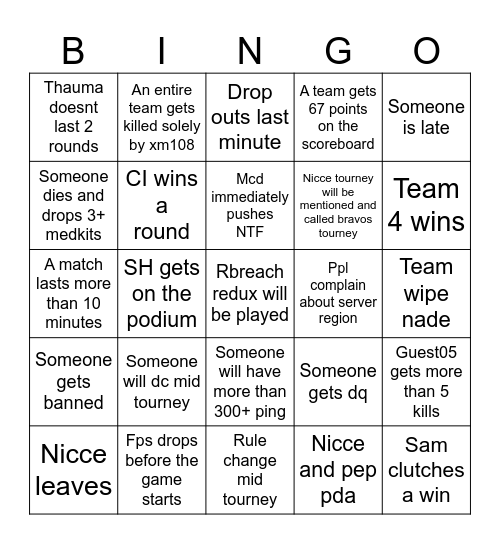 Rab tourney bingo Card