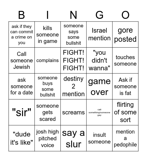 VC Bingo Card