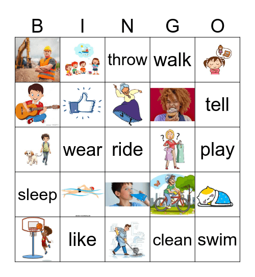 Verbs Hey! - Unit 1 Bingo Card