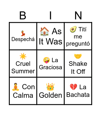 Bingo Musical Verano'26 Bingo Card