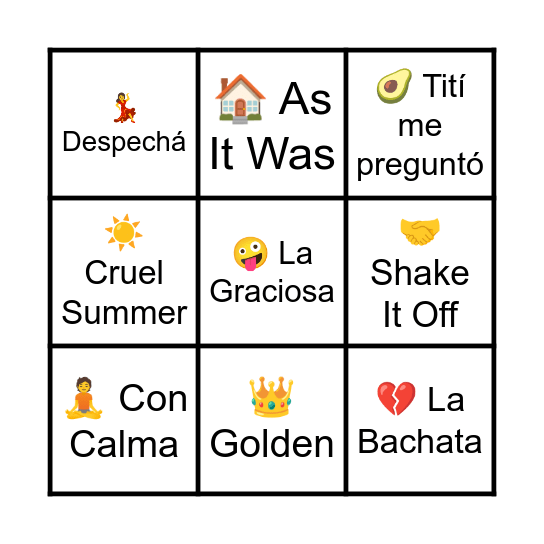 Bingo Musical Verano'26 Bingo Card