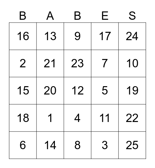 BABES Bingo Card