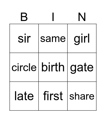 Untitled Bingo Card