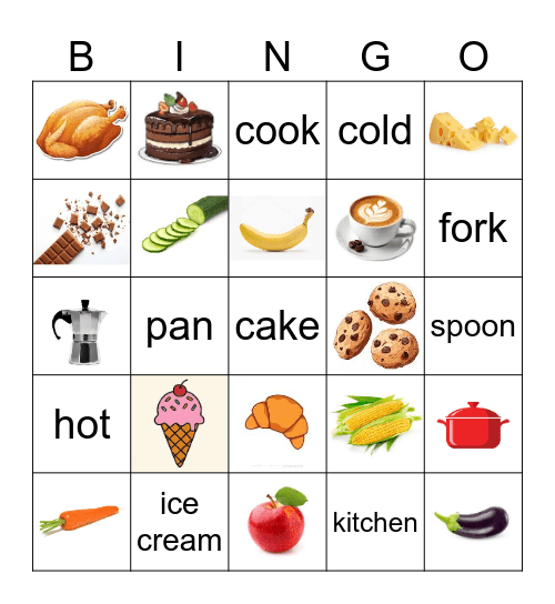 Food & Kitchen Bingo Card