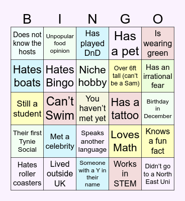Tynie Boat Bingo Card