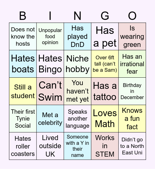 Tynie Boat Bingo Card
