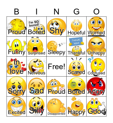 Feelings Bingo Card