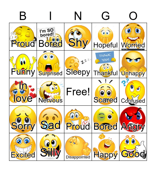 Feelings Bingo Card