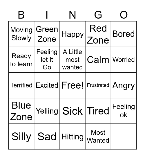 Feelings Bingo Card