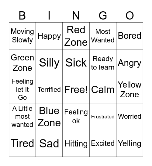 Feelings Bingo Card