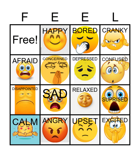 EMOTIONS BINGO! Bingo Card