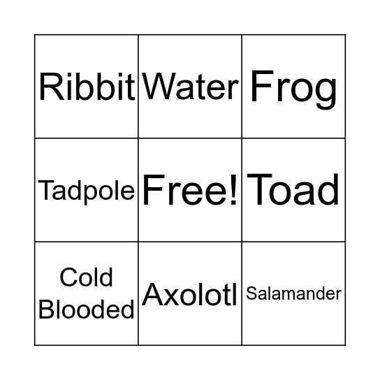 Amphibian Bingo Card