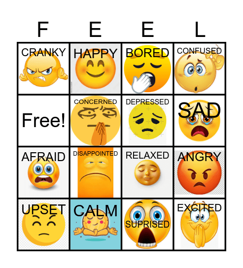 EMOTIONS BINGO! Bingo Card