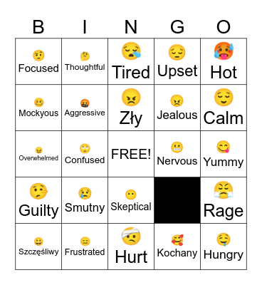 Feelings Bingo Card