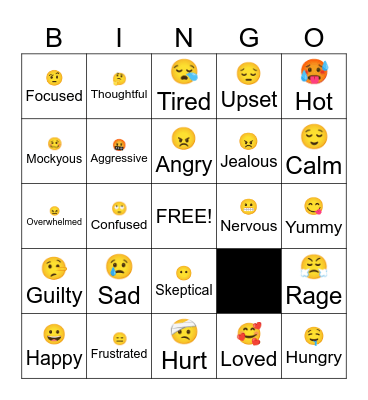 Feelings Bingo Card