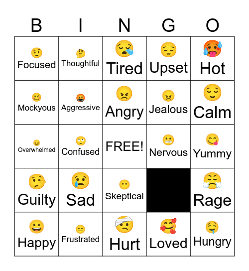 Feelings Bingo Card