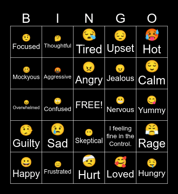 Feelings Bingo Card