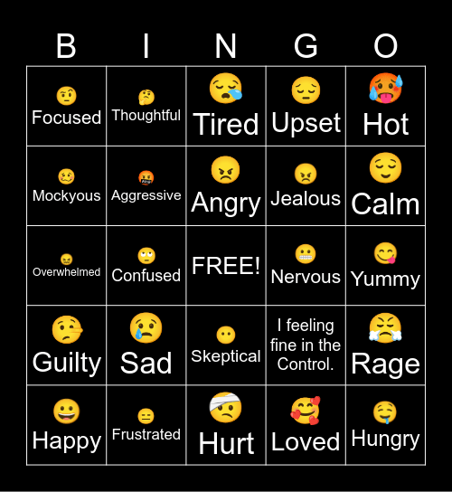 Feelings Bingo Card