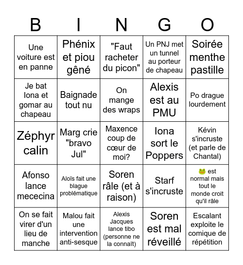Bingo Pierrot Bingo Card