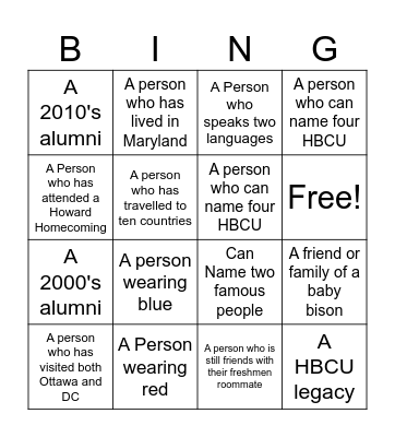 Baby Bison Send-off Bingo Card