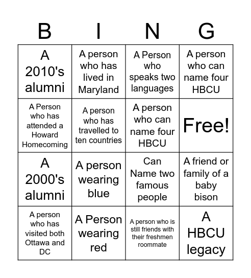 Baby Bison Send-off Bingo Card