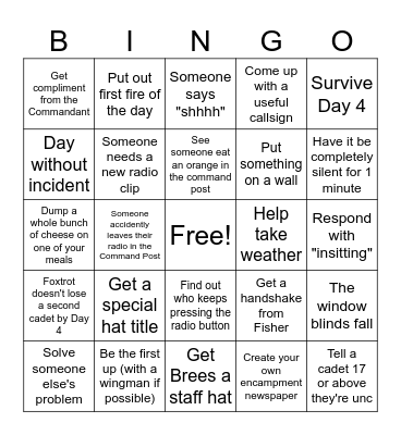 A3 Bingo Card