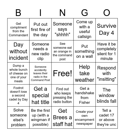 A3 Bingo Card