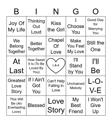 Love & Marriage Bingo Card