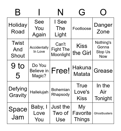 Movie Classics Bingo Card