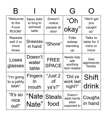 TONI BINGO Card