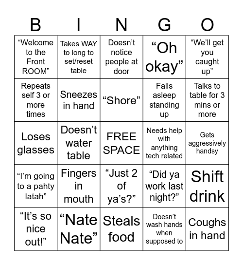 TONI BINGO Card