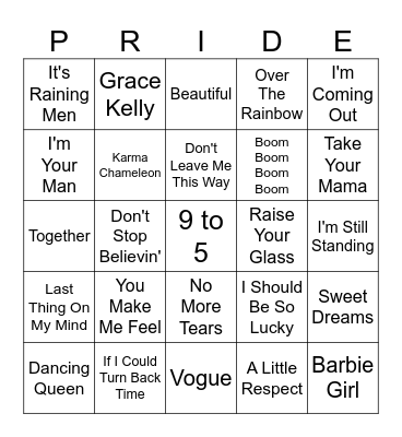 Pride Music Bingo Card
