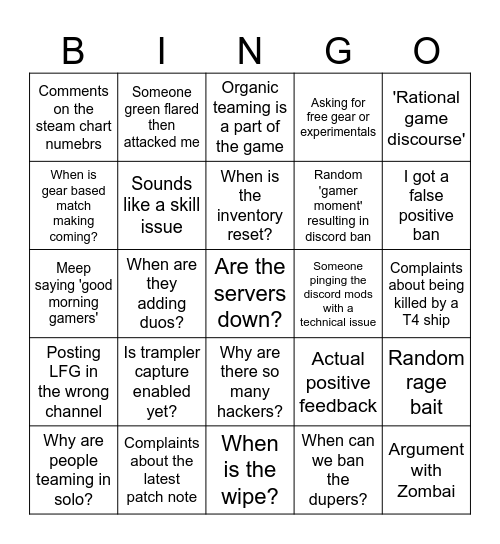 SAND: English Chat Room Bingo Card