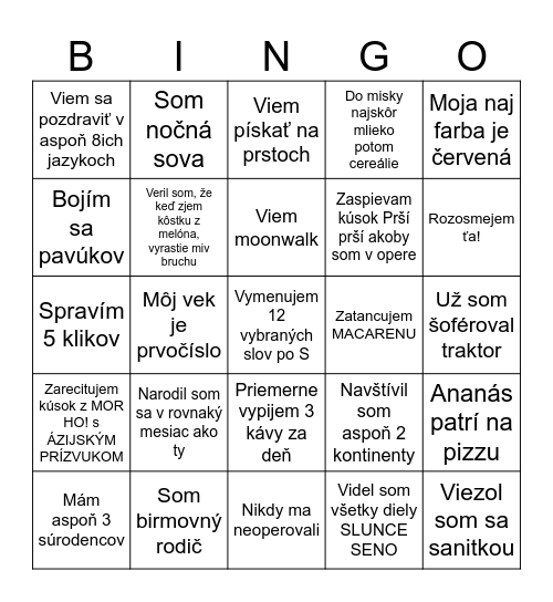 Ou, čo s ňou s nervóznou našou famíliou Bingo Card
