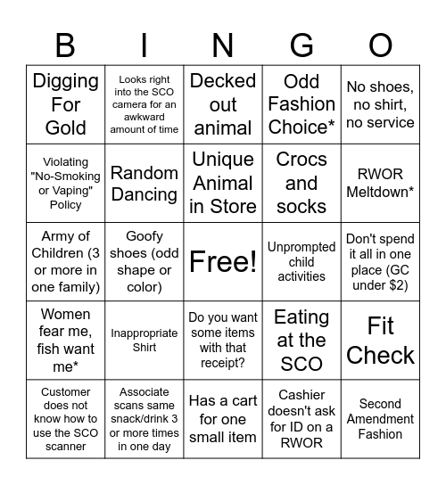 Transaction Review Bingo Card