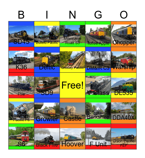 Heritage Railroads that I would like to work at before I'm starting a new job at a bank after I’m done at the commissary one day Bingo Card